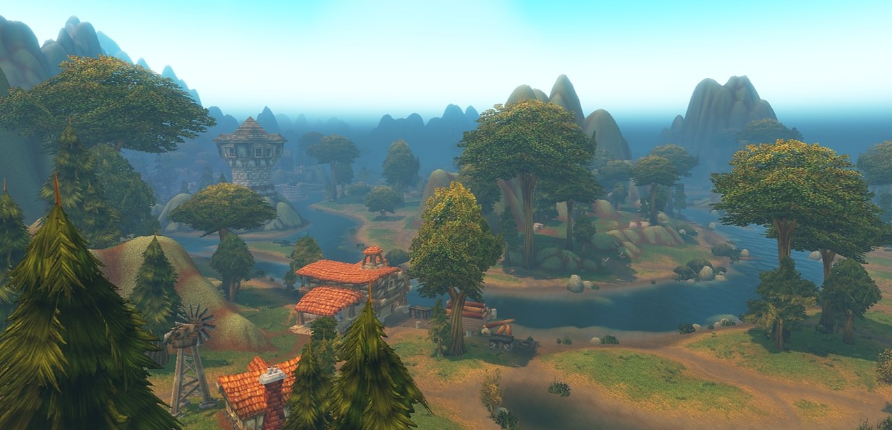 Rivers, houses and wooded hills in Riverglades