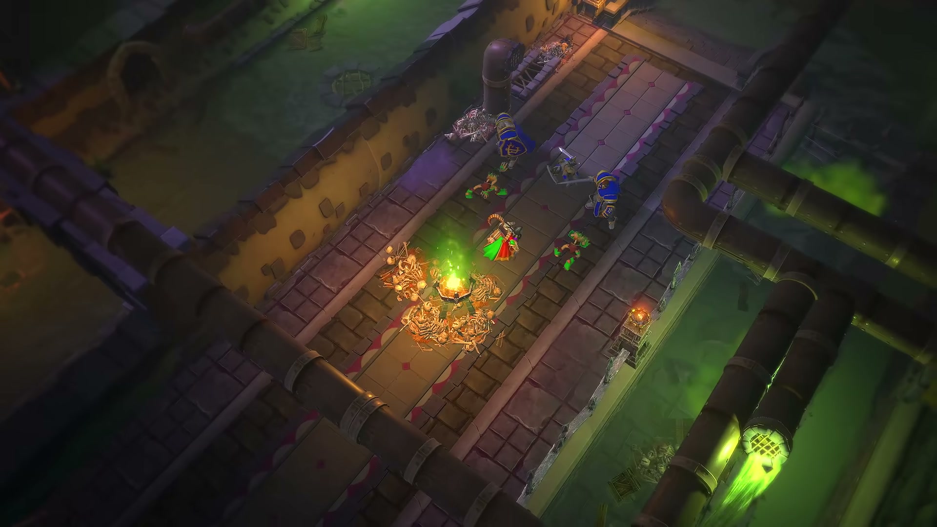 A party explores the plague-lit corridors beneath Lordaeron