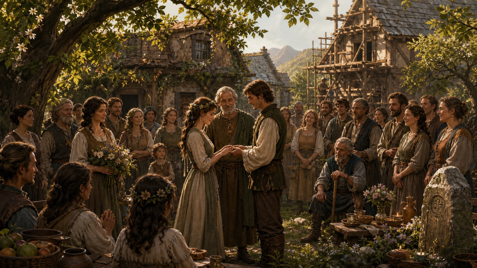 A village celebrates a wedding among repaired homes and memories of loss