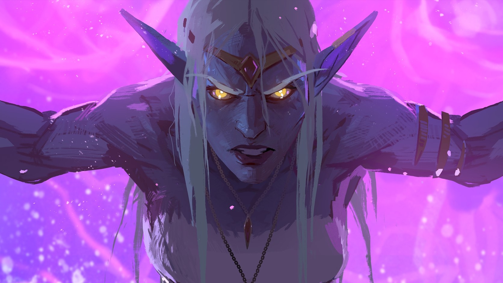 Queen Azshara holds back the water in official Warbringers artwork.